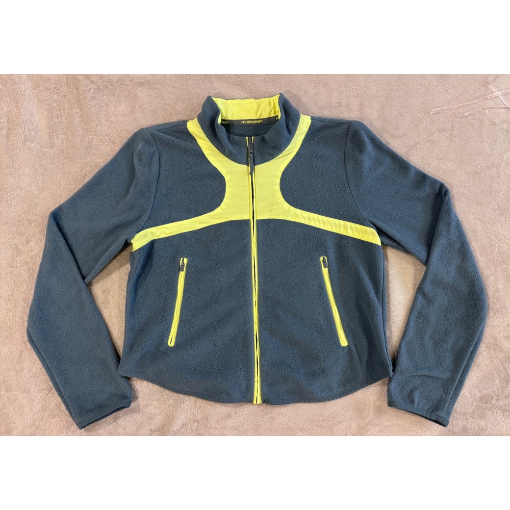 FP Movement In The Zone Fleece Jacket Blue Neon Yellow Large